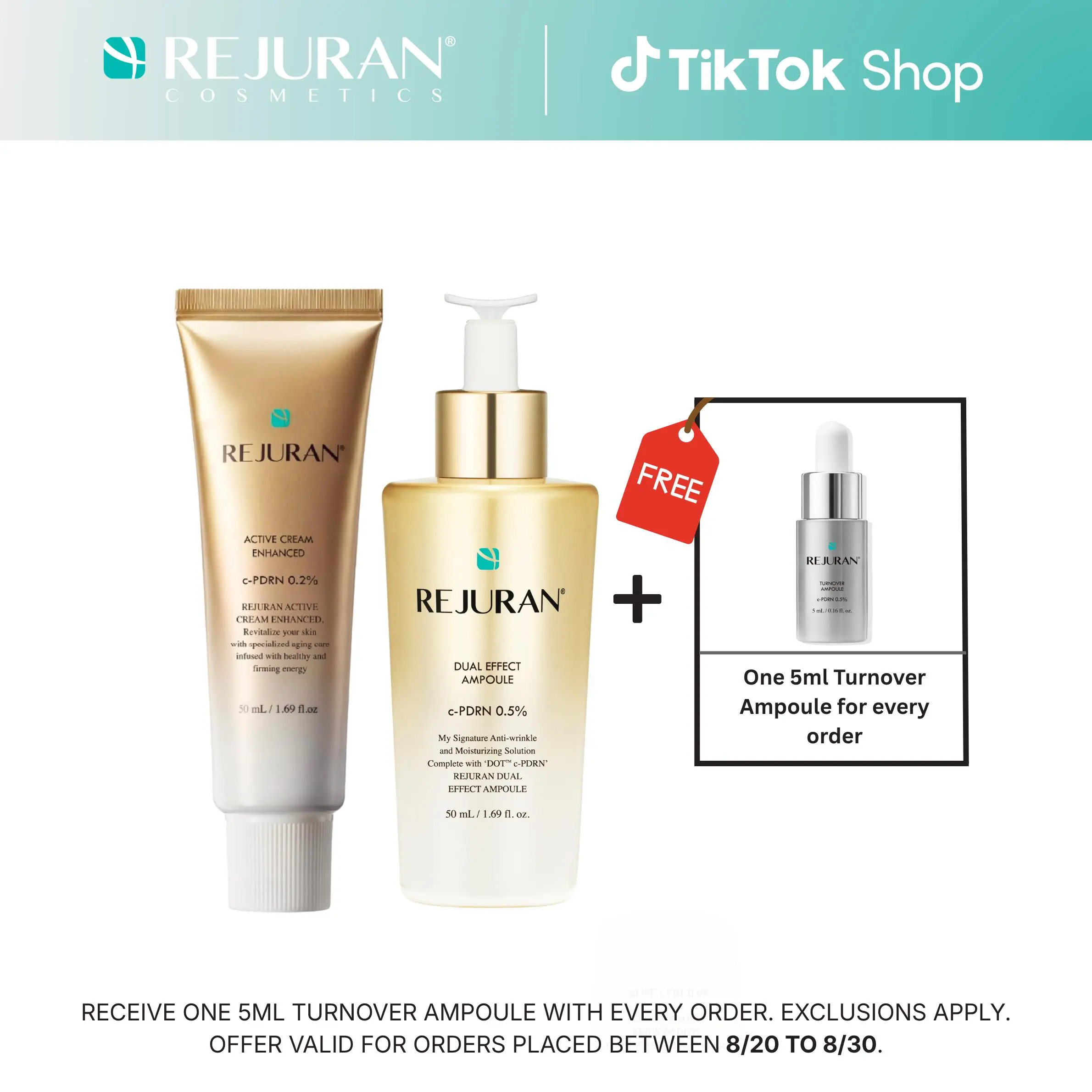 REJURAN Recovery Duo Set Enhanced – c-PDRN Powered Dual Effect Ampoule 50ml + Active Cream Enhanced | Two-Step Anti-Aging & Radiance Routine
