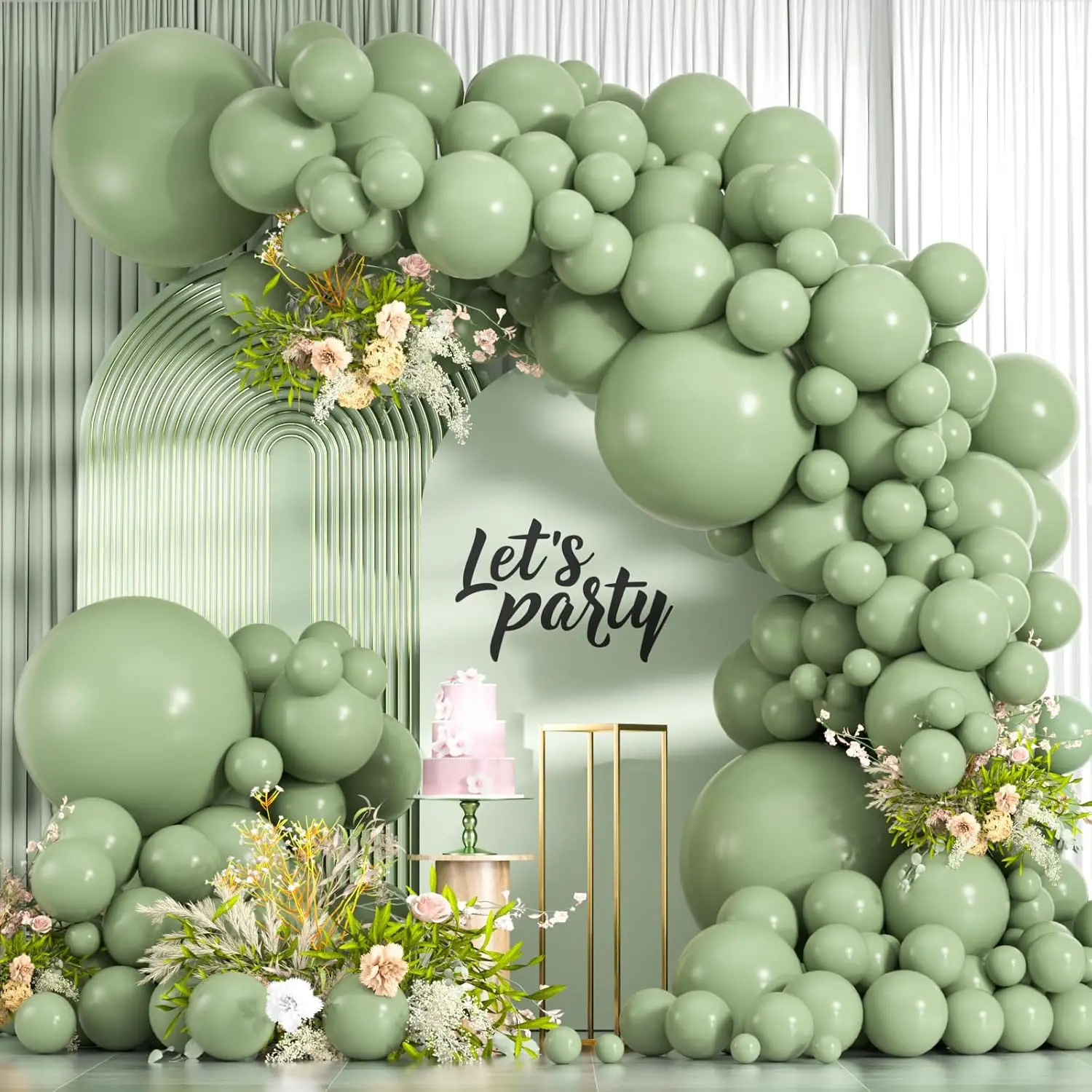 114 count Sage Green Balloons Different Sizes, 18 12 10 5 inch Matte Olive Green Balloons Garland Arch kit for Woodland  Shower Jungle Birthday Boho Wedding Decor
