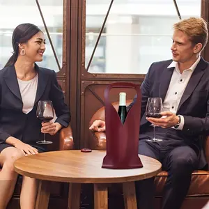 Elegant PU Material Wine Gift Bag, Perfect for Business Events & Parties, Ideal for Birthday & Anniversary Gifts, Single Bottle Wine Packaging
