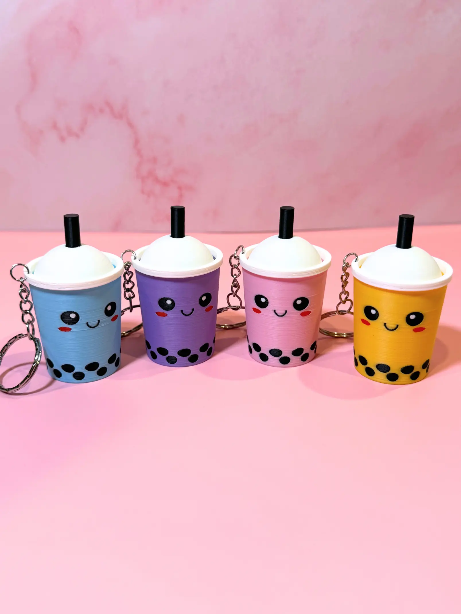 Boba Fidget Keychain, 3D Printed Bubble Tea Clicker with Tactile Keyboard Switch, Cute Milk Tea Accessory