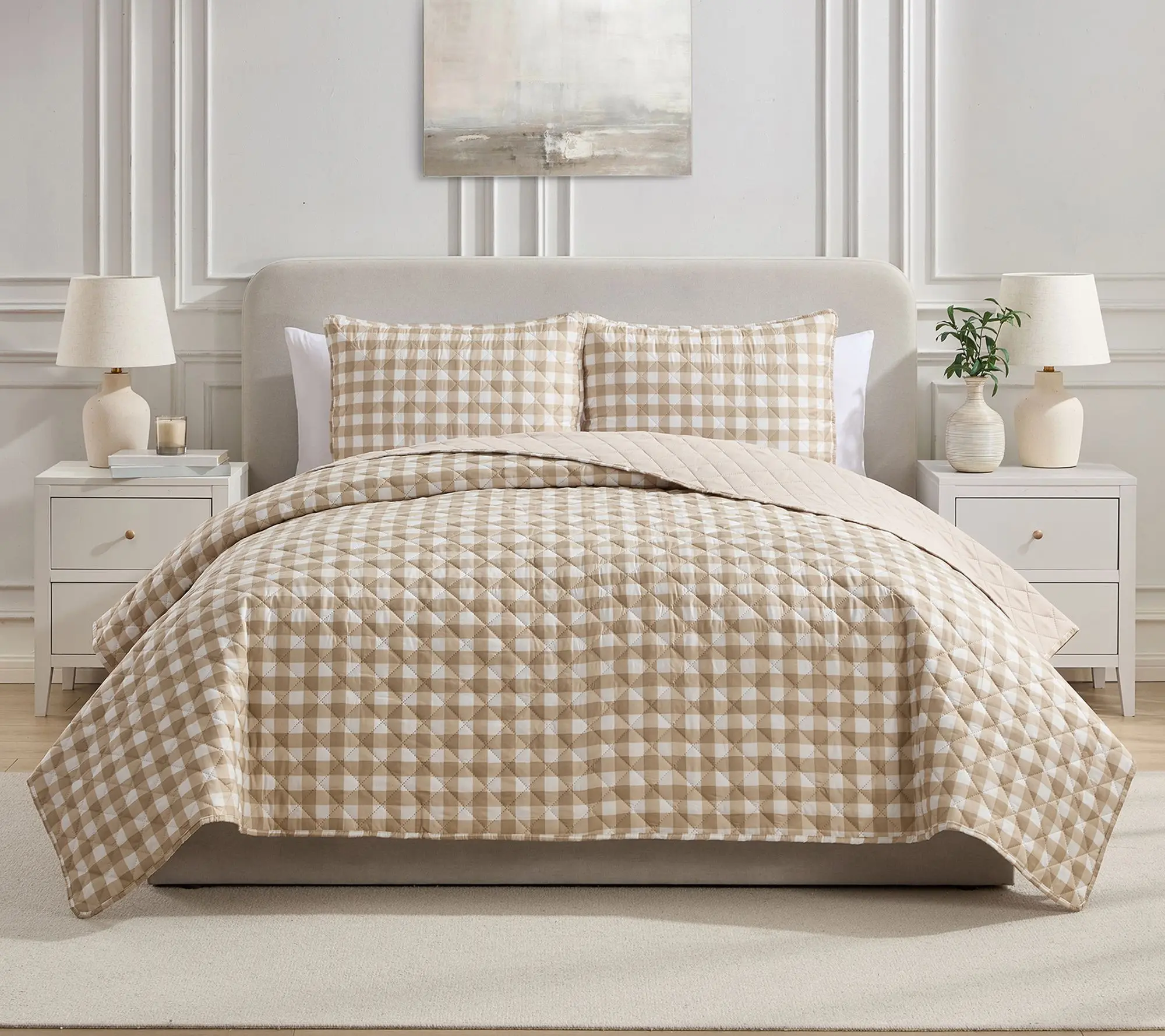VCNY Home Gingham Microfiber Quilt Set, Twin