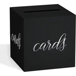 Black Card Box for Party, 8.7" Cards  Foil Design  Receiving Box Holder for Wedding, Bridal Shower, Graduation, Birthday, Retirement,  Shower, Anniversaries Party Decorations