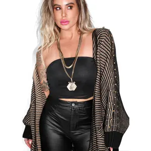 STUDDED STATEMENT SIDE SLIT CARDIGAN