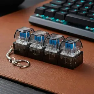 4-Key Mechanical Keyboard Clicker – LED Light Fidget Keychain, Satisfying Tactile Stress Relief Toy, Mini Portable Desk Gadget for Focus & Anxiety Relief