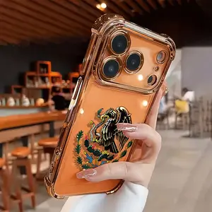 Mexican Eagle Logo Electroplated Transparent TPU Airbag Shockproof Smartphone Case - Soft Protective Cover, Simple Fashionable Handheld Accessory for iPhone 17 Pro Max,16,15,14,13,12,11 Devices, Accessories