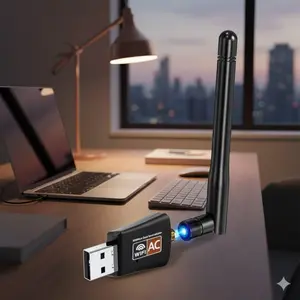 Ac600Mbps Dual Band Usb Wifi Adapter for Desktop Laptop, 2.4G/5G High-Speed Wireless Network Plug Play Dongle with Antenna, Compatible Windows 11/10/8/7/XP/Vista Mac Linux os.