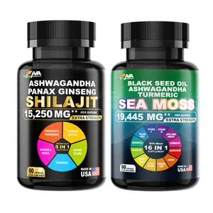 AVA Research Sea Moss&Shilajit Vitality Duo: All-in-One Multivitamin with Ashwagandha,ginseng  to provide energy healthcare fitness - Made in USA wellness dietary healthcare Supplement Edible
