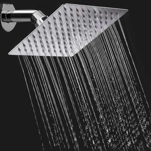 Rainfall Shower Head, 1 Count Universal Large Area Shower Head, 360 Degree Rotation Square Rain Shower Head, Bathroom Accessories, Shower Fixtures, Summer Gifts