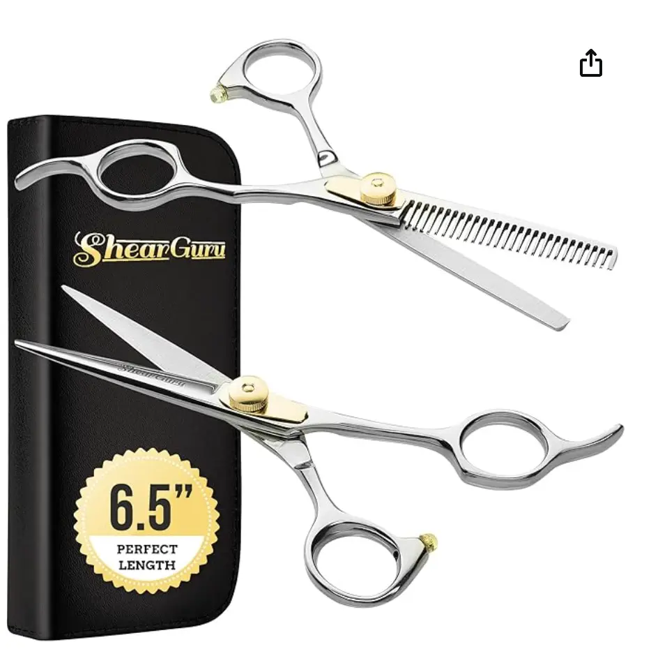 Professional Barber Kit/Salon Haircut Scissors Cutting Set - 6.5"-Straight Edge Razor Sharp Barber Scissors + Texturizing Thinning Shears Styling Hair for Women Men