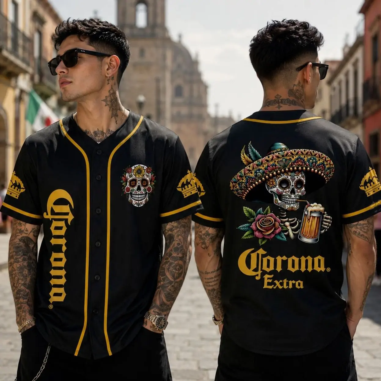Corona Beer Baseball Jersey For Adult And Youth, Celebra Día de los Muertos Gift for Beer Lover, Funny Calavera Beer Jersey Shirt, Gift for Her, Mens Shirt Jersey Shirt