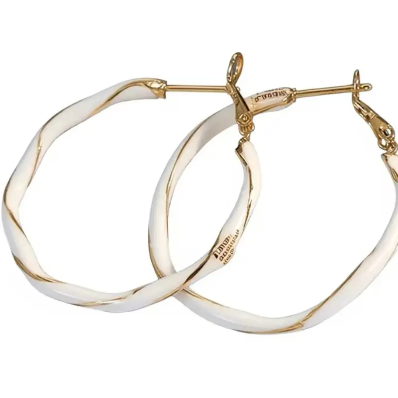 White Classic Rhodium Plated 925 Silver Hoop Earrings Hoop.
