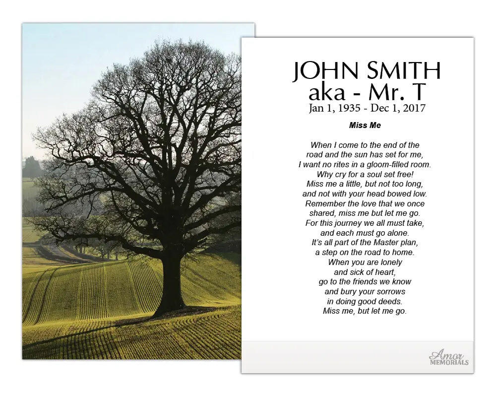 Personalized Memorial Prayer Cards FPC1019EN 2.5" x 4.25" High-Quality Satin Card Stock Optional Lamination for Wake Services Customizable with Name and Optional Lamination for Durability