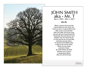 Personalized Memorial Prayer Cards FPC1019EN 2.5" x 4.25" High-Quality Satin Card Stock Optional Lamination for Wake Services Customizable with Name and Optional Lamination for Durability