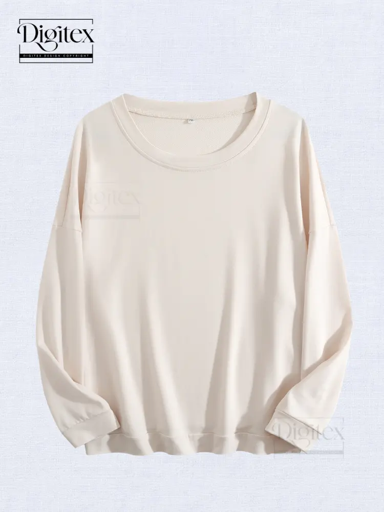 Digitex Unisex Simple Solid Crew Neck Pullover, Soft Stretch Fabric, Relaxed Oversized Fit, Comfortable Everyday Casual Top, Versatile for Office, Travel, Lounging, and Daily Matching