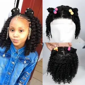 VIPbeauty Kid's Wigs 4X4 Lace Front 10 inch Hair Length Kinky Curly Hair Wigs Glueless Wigs for Children 100% Human Hair