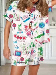 Women's Mahjong Print Pajama Set