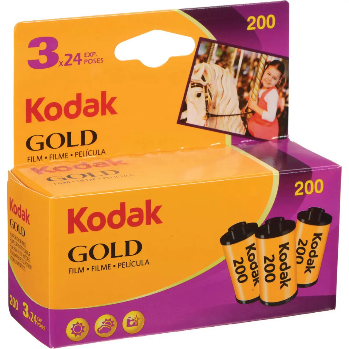 Kodak Kodacolor Gold 200 35mm Color Negative Film - ISO 200, 24 Exposures, 3-Pack, Ideal for Flash Photography and Photographers