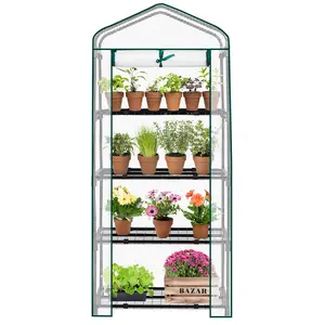 Ubesgoo Mini Greenhouse for Indoor Outdoor, Small Plastic Plant Green House 4-Tier Rack Stand Portable Greenhouses with Durable PE Cover for Seedling, 2.5x1.6x5.2 FT, Ideal Gardening Gifts for Women Men