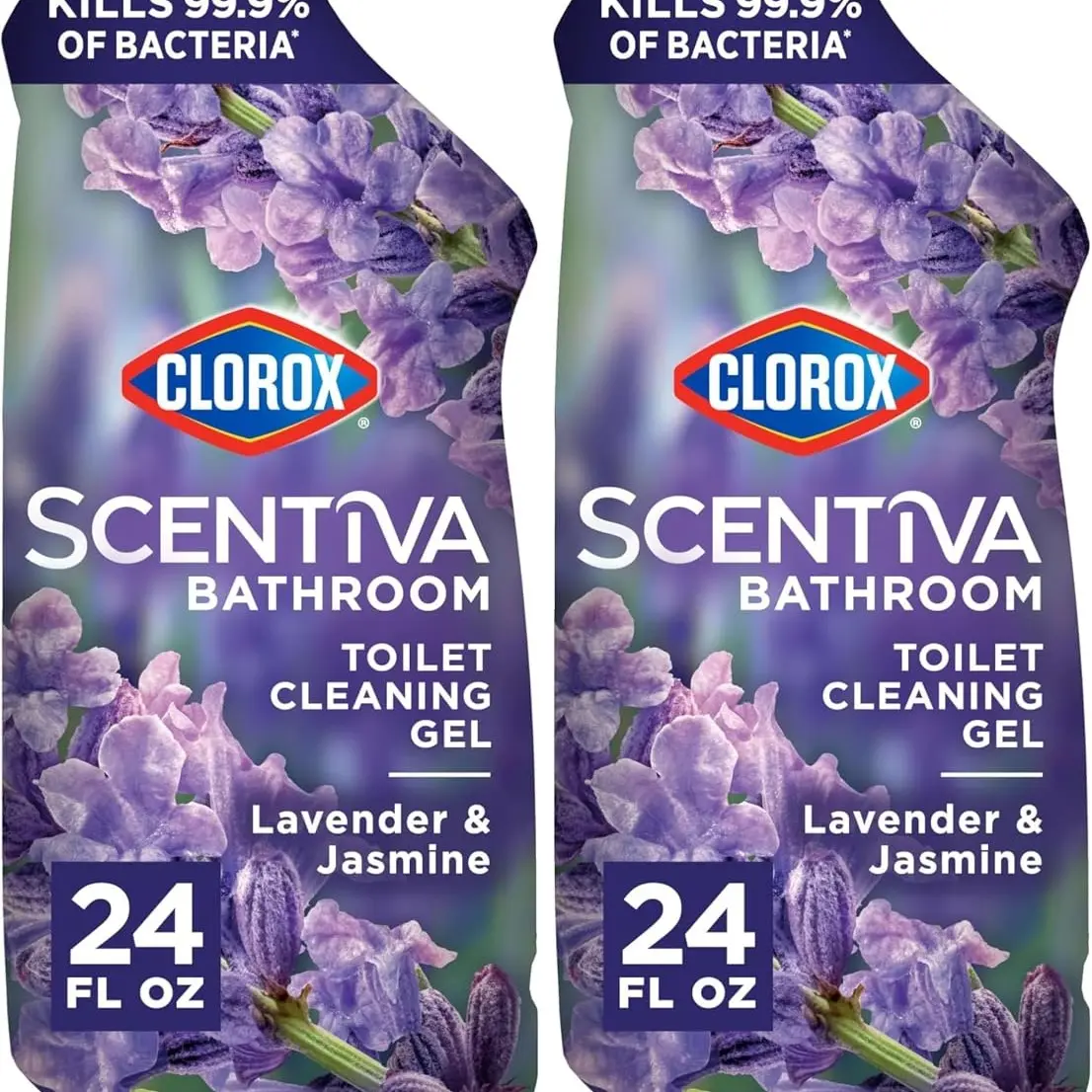 Clorox Scentiva Bathroom Toilet Cleaning Gel, Lavender and Jasmine, 24 Fluid Ounces (Pack of 2)