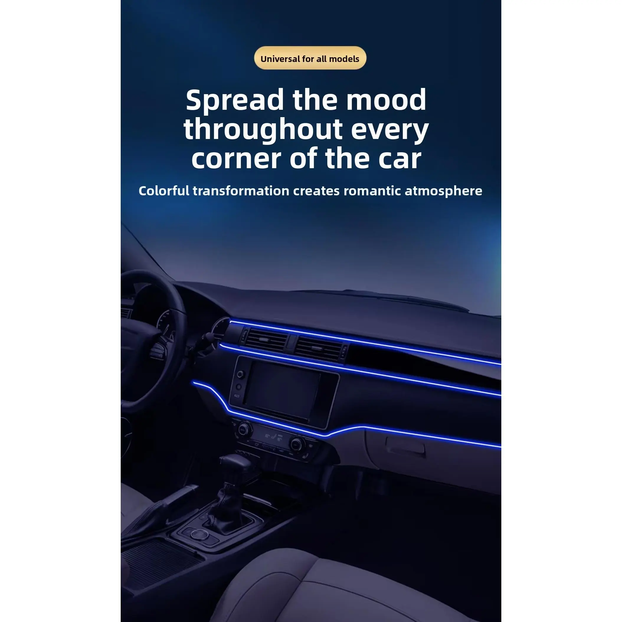 RGB Car Ambient Strip Lights - Non-Destructive Installation Automotive Decorative Accessories, Ambient Car Lights Lighting Assemblies & Components for Romantic Cabin Glow