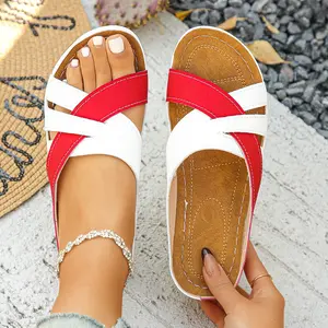 Women's Chunky Slide Sandals with Cork Insole Arch Support & Breathable Design for Pain-Free Summer Beach & Casual Walks Trendy & Versatile Girl Shoe