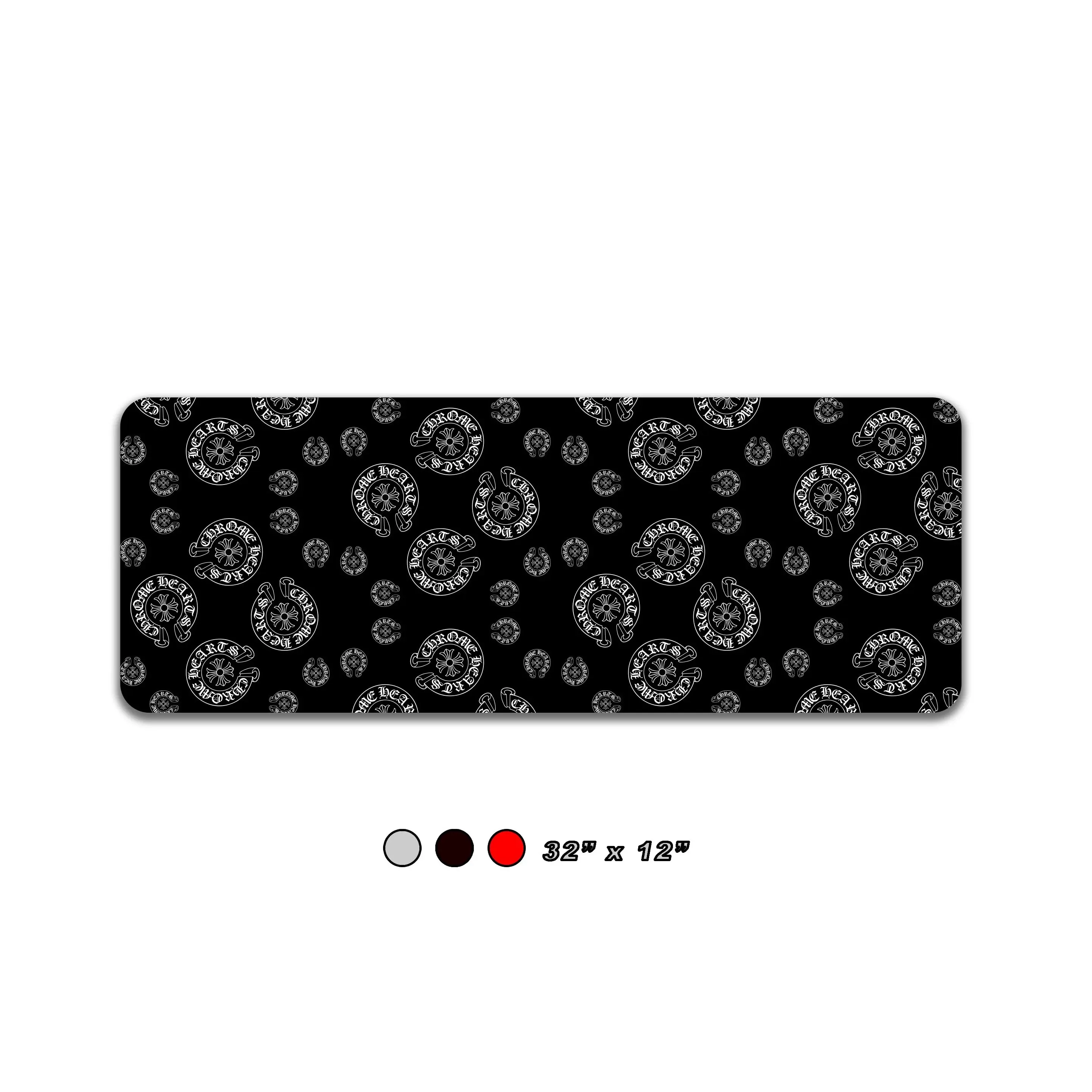 Gothic Large Universal Mouse Pad, 32in x 12in with Cross Motifs, Desk Accessory for Modern Computer Desk Setups, Desk Accessories