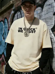 American Retro Tactical Style Glock Print Long Sleeve T-Shirt, Loose-Fitting Graphic Tee for Spring & Fall, Streetwear Fashion