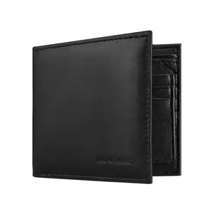 BRUNO MARC Men's Microfiber Leather Bifold Wallet - RFID Blocking, Thin, Portable, Compartmented, Foldable, Dark, Eco-Friendly, Boxed, Large Capacity with Attached Flip Pocket, Ideal for Outdoors, Father Gifts (Black), Eco-Friendly Men's Wallets, Boxed Me