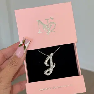 Nova Rose double plate Script Initial Necklace - Personalized Initial Necklace