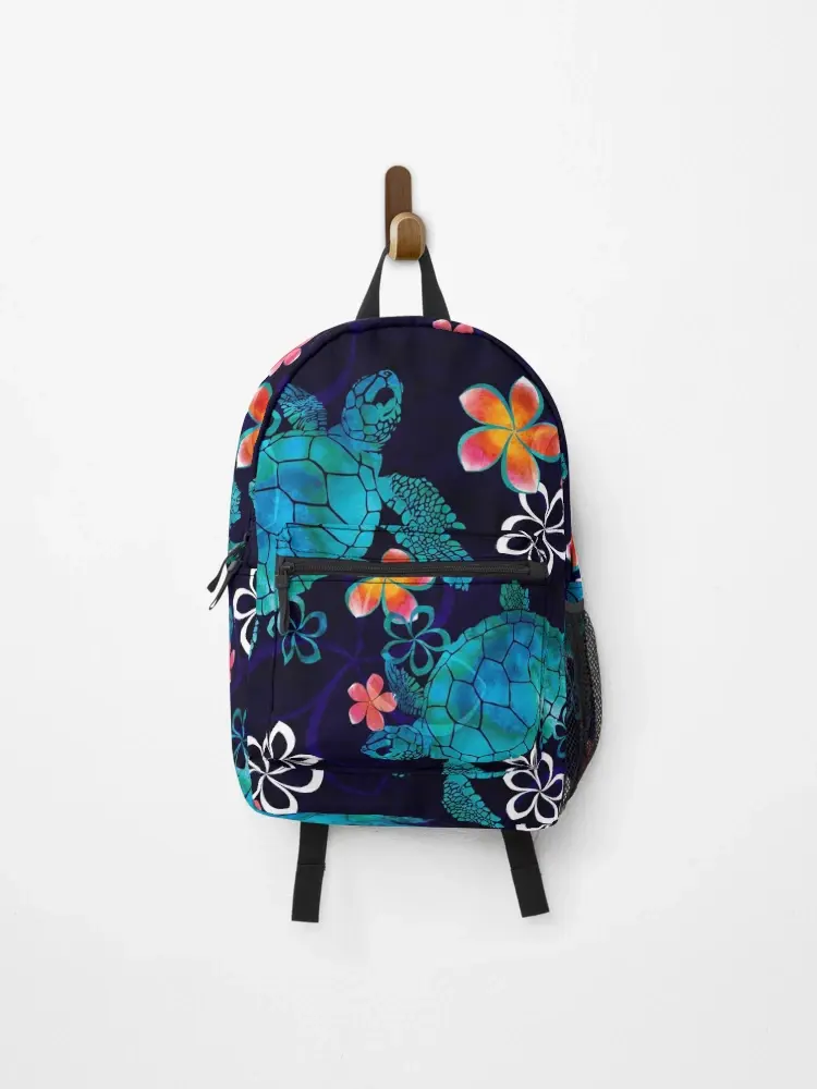 Sea Turtle with Flowers Backpack - Back To School, Gif For Boys, Girls