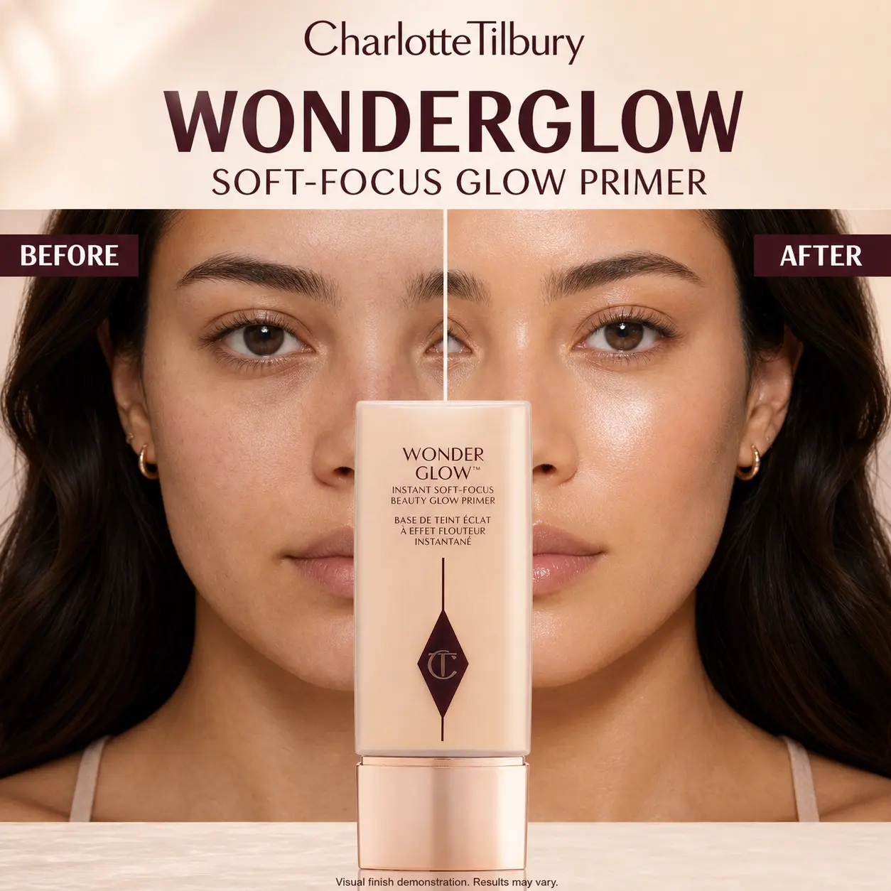 Charlotte Tilbury Wonder Glow Makeup Primer, Moisturizing Cosmetic with Hyaluronic Acid, 320035, 40ml/1.3oz (Compatible with Foundation Application)