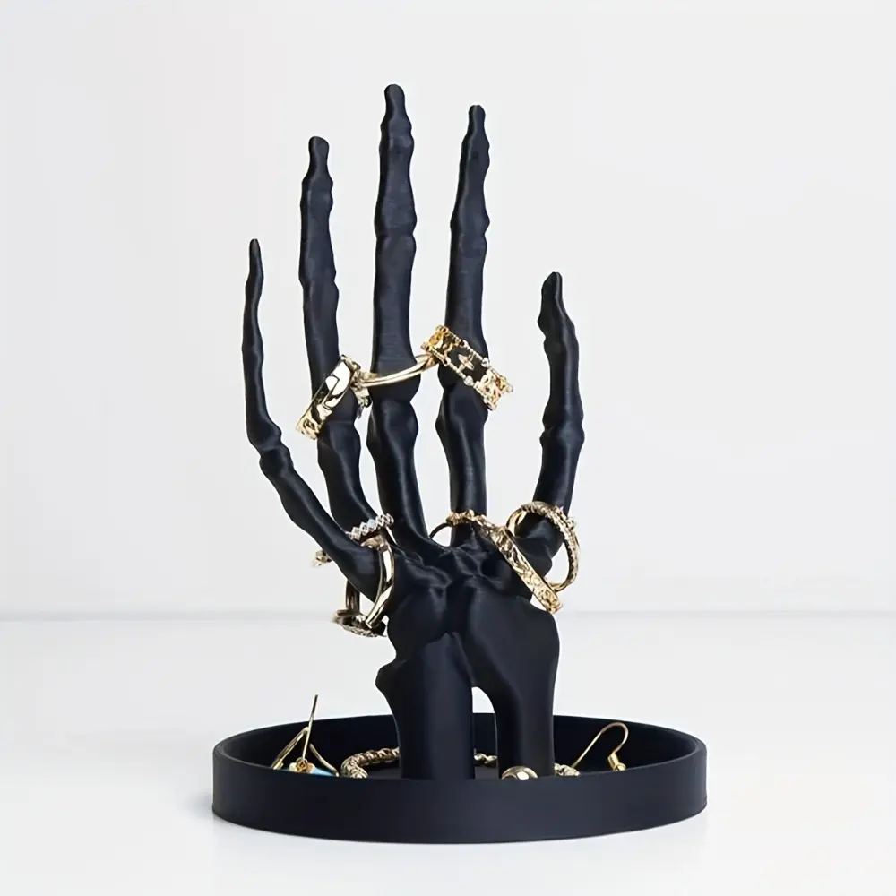 Gothic Jewelry Stand - Durable Abs Storage Box, Jewelry Organizers, Jewelry Boxes for Necklaces, Earrings, And Rings, Featuring a Decorative Bone Design - Perfect for Halloween, Home Decor, And Vanity Storage.