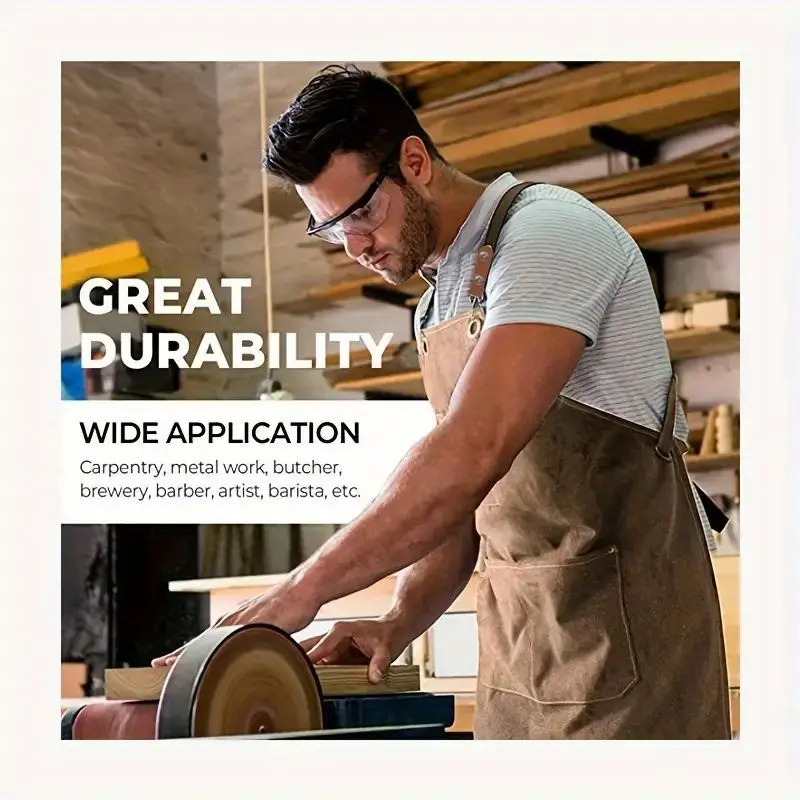 【FaddishDeal】Multi-pocket canvas work apron, tool front with adjustable cross back strap, practicaltool for gardening