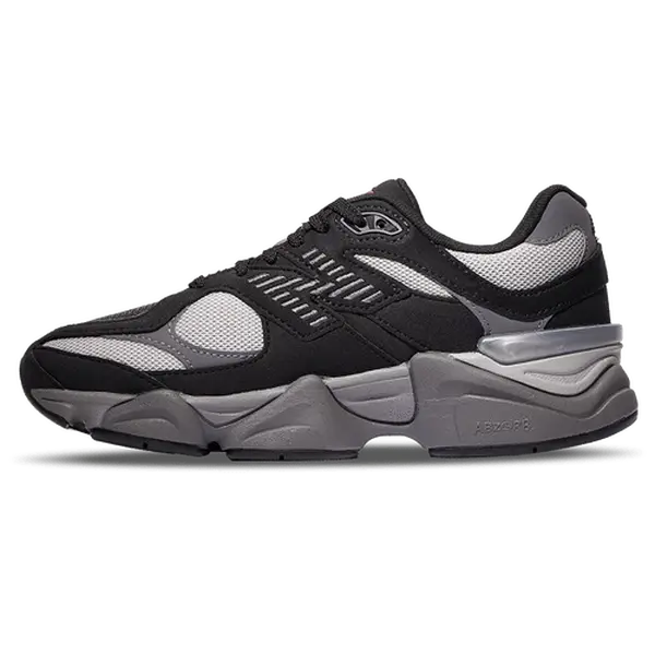 NEW BALANCE Youth 9060 Black Grey Classic Lace-Up Footwear - Cushioned Sole Walking Shoes, Diamond-Accent Casual Athletic Sneakers, Tech Aesthetic Trainers with Abzorb Midsole, Youth Sizes, Boys
