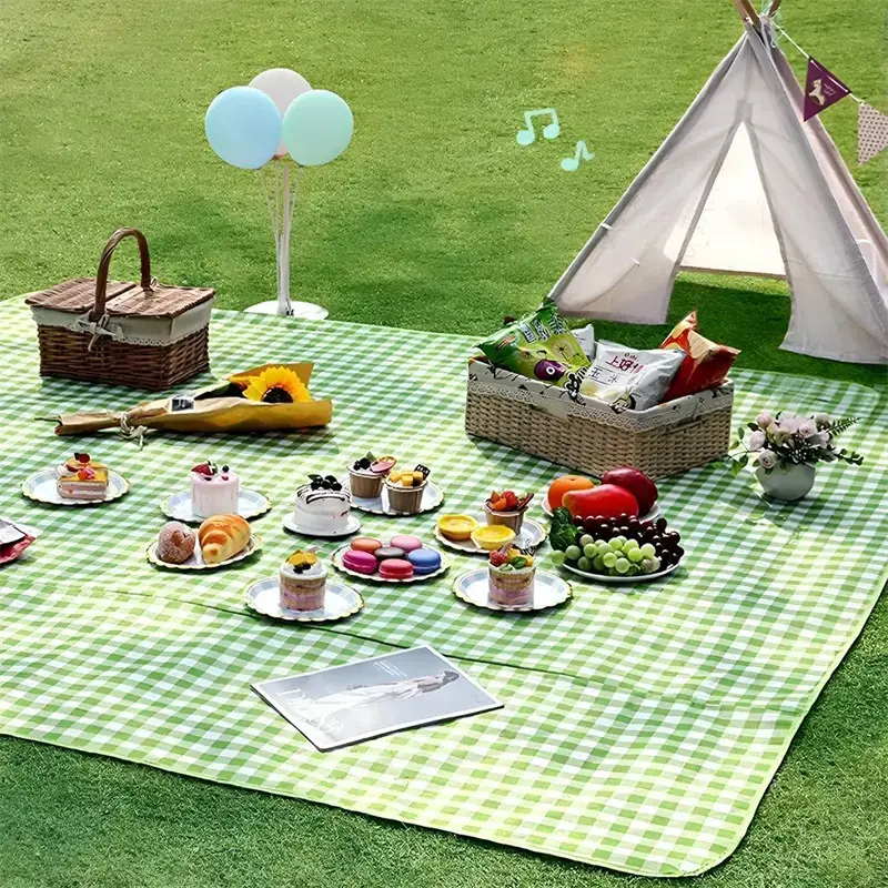 Extra Large Picnic Outdoor Blanket, Waterproof Foldable Blankets Gingham Picnic Mat for Beach, Camping Grass Lawn Park Accessories Cute Couple Gifts Ideas Wedding Registry trending product