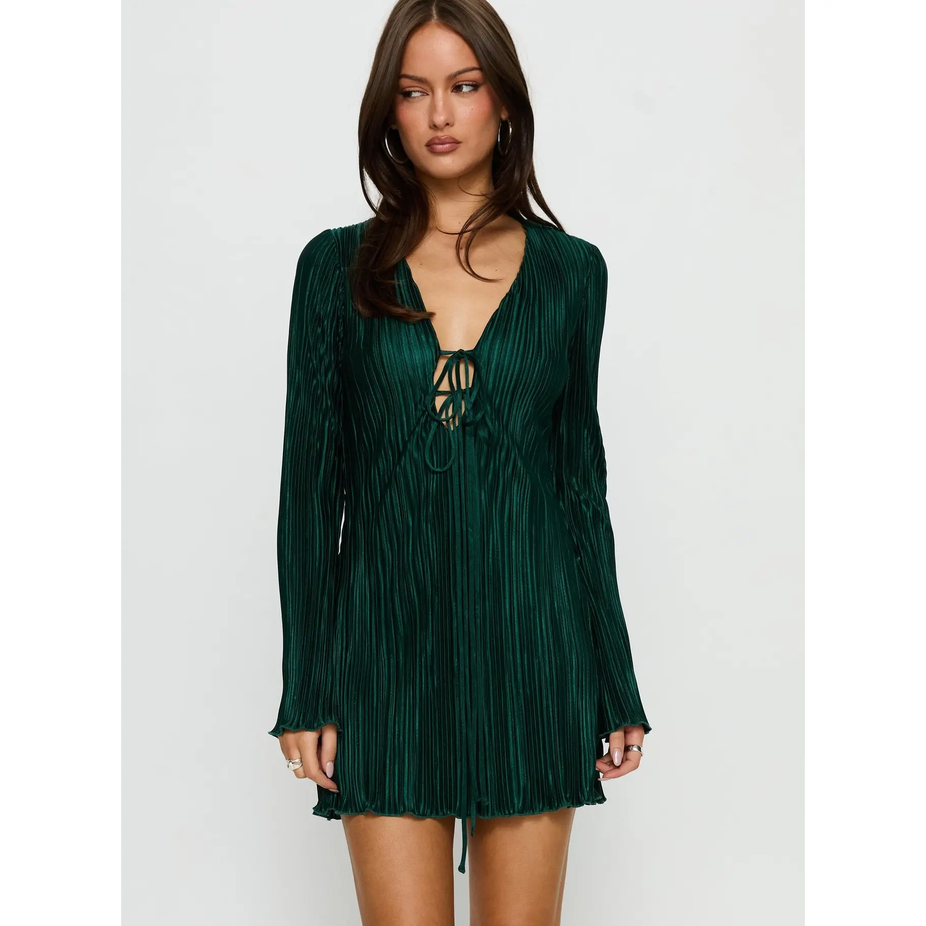 Malop Long Sleeve Mini Dress Emerald