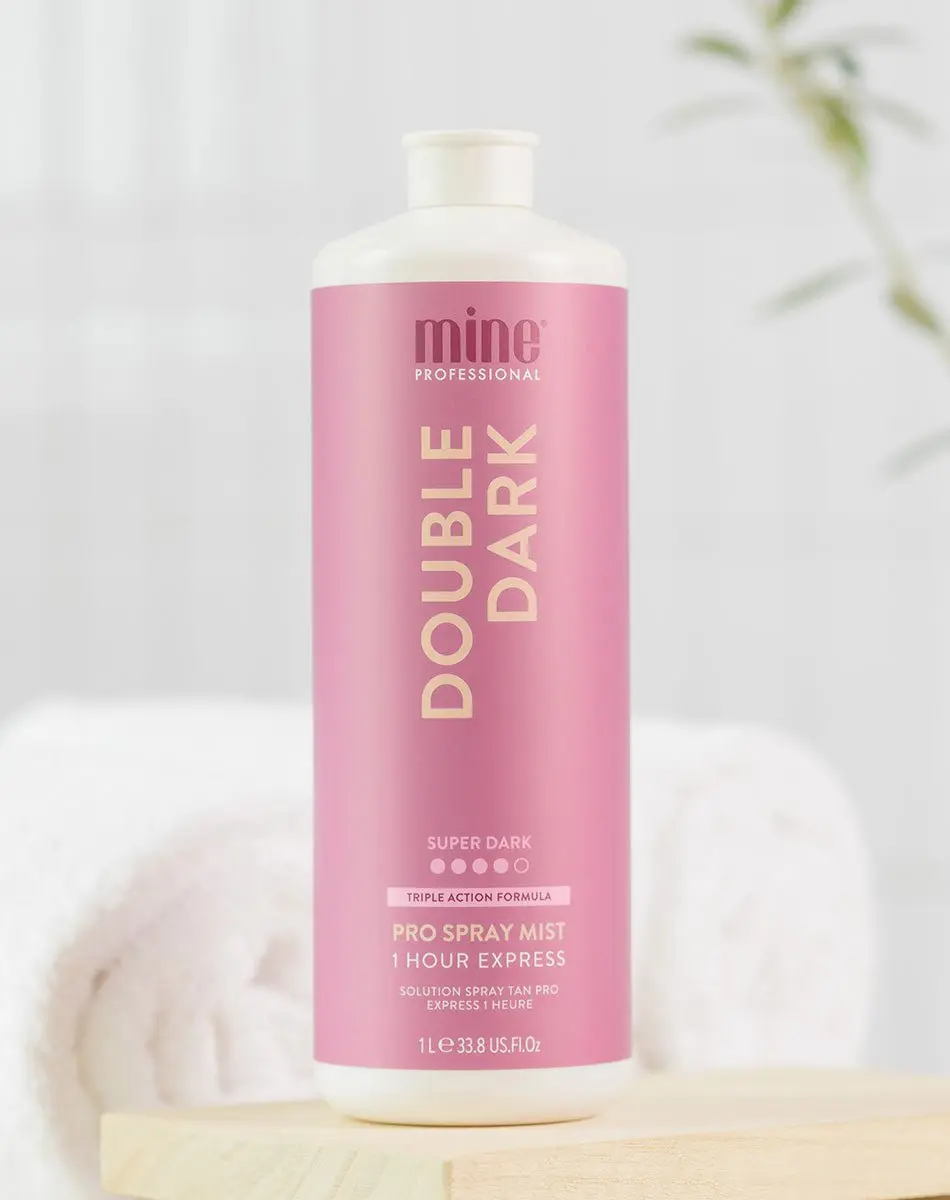 MineTan Double Dark Spray Tan Solution - Salon Professional Vegan Express Tanning Body Self-Tanners, Moisturizer, 1-Hour Rapid Dry, Vitamin C Bronzers, All-Skin-Types Bronzy Body Glow, Coconut Scented, Long Lasting, Single Item, Body Care