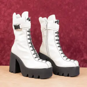 Jeffrey Campbell Wmn Viking Y2K 90s Retro Festival Party White Platform Boots 11