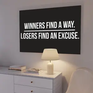 Winners Find A Way. Losers Find An Excuse. Banner Framed Motivational Poster for Gym, Office, Garage Decor - Eye-Catching IndoorOutdoor Poster Style Banner