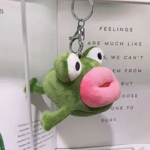 Funny Frog Plush Keychain – Cute Frog Bag Charm with Big Lips for Backpack, Car Keys, Cute Gift