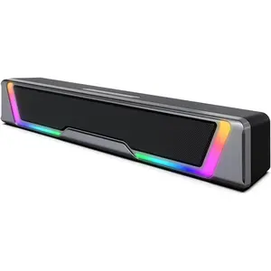 Speakers for Desktop PC, 3.5mm Aux PC Speakers for Desktop with Dynamic RGB Light, Wired USB Plug & Play  Sound Bar, Inline-Controlled Gaming Speakers for PC, Laptop