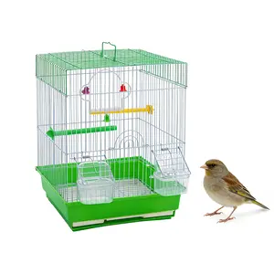 Portable Square Metal Bird Cage, Small Travel Carrier for Parakeets & Lovebirds, Secure Ventilation, Parakeet Cages, Parrot Cage