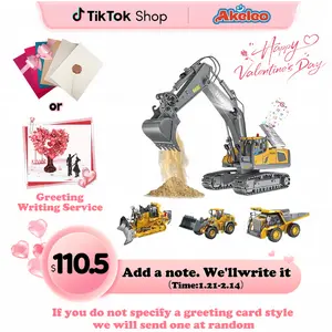 【Valentine's Sale ON! 】Excavator Remote Control Construction Truck 2.4Ghz 11 Channels RC Bulldozer Alloy Plastic Engineering Vehicle Electronic Toys for Kids,Christmas gift