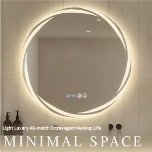 Creative Bathroom Mirror Wall-Mounted Smart Illuminated Mirror with Light Wall-Hung Toilet Washroom Makeup Mirror