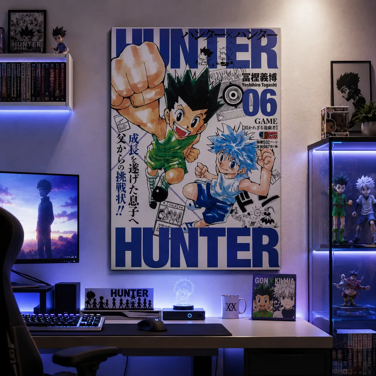 Hunter x Hunter Anime Canvas Wall Art, Gon & Killua Manga Poster Print, Anime Room Decor for Bedroom, Gaming Setup Wall Decor, Japanese Manga Gift for Anime Fans