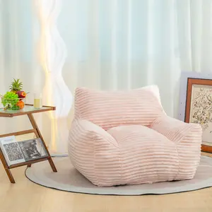 Dreamzon Bean Bag Chair for Adults with Armrests - Oversized Comfy Beige Beanbag Lounge Lazy Floor Sofa Chair for Living Room, Bedroom & Dorm, Cozy Fluffy Single Cloud Mini Couch