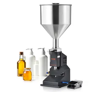 fathersdaygift VEVOR Pneumatic Paste Liquid Filling Machine, 5-50ml Bottle Filler, Bottle Filling Machine, Stainless Steel Liquid Filler with Pedal for Milk Water Juice Essential Oil Shampoo Cosmetic Honey Lotion