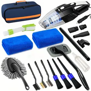 COFSODI 19pcs Car Cleaning Ket with 7500PA High Power Vacuum,Detailing Brush Set, Windshield Cleaner, Storage Bag, Complete Auto Accessories