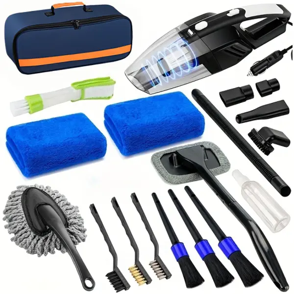 COFSODI 19pcs Auto Cleaning Accessory Kit for Car Owners - 7500PA High Power Interior Detailing Vacuums, Detailing Brush Set, Mini Windshield Wiper Vacuums, Storage Bag, Complete Car Care Tools, Windshield Cleaning Brush Vacuums