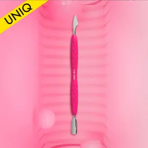 UNIQ Gummy Manicure Pusher with Silicone Handle - Wide and Narrow Rounded Pusher for Nail Care